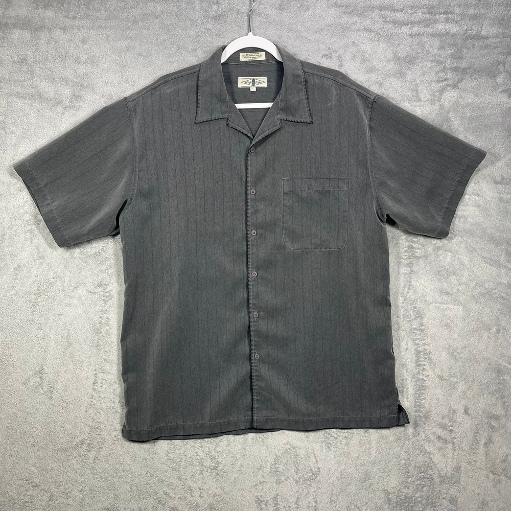 Eight Eight Button Up Shirt Mens L Gray Short Sleeve Vintage Hong Kong READ
